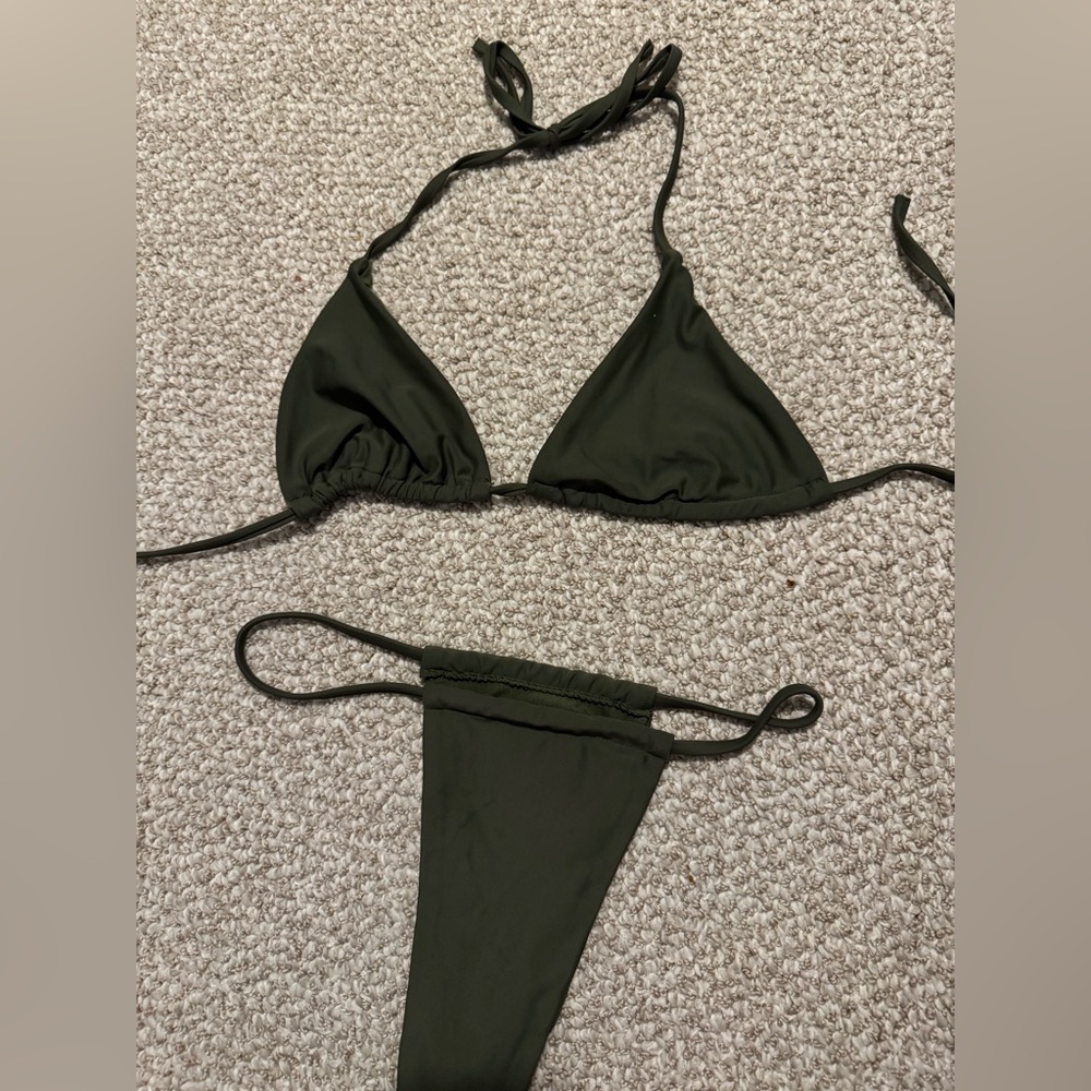 Olive Green Triangle Bikini Set
